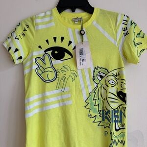 Kenzo Kids Neo Yellow Graphic T Shirt Paris 10A/140 NWT Eye Print